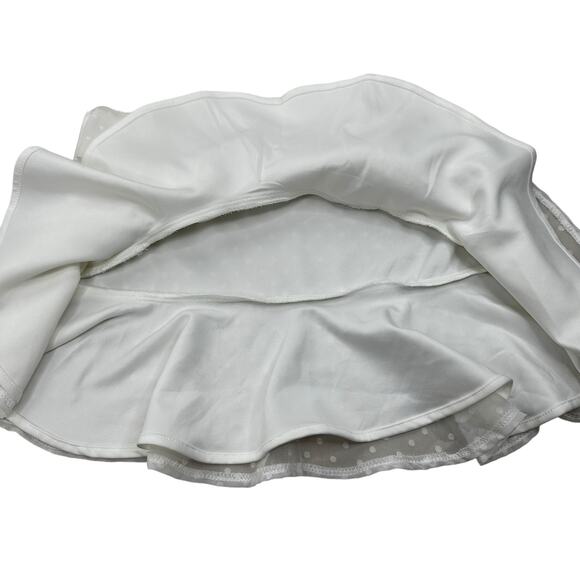 NWT TWO SISTERS White Piper Mini Dress Sz 2 Ruched Shirred Textured Polka Dot XS - Picture 15 of 16